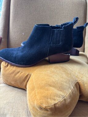 Alexander Wang Black Suede Chelsea Ankle Booties with Wood Block Heel